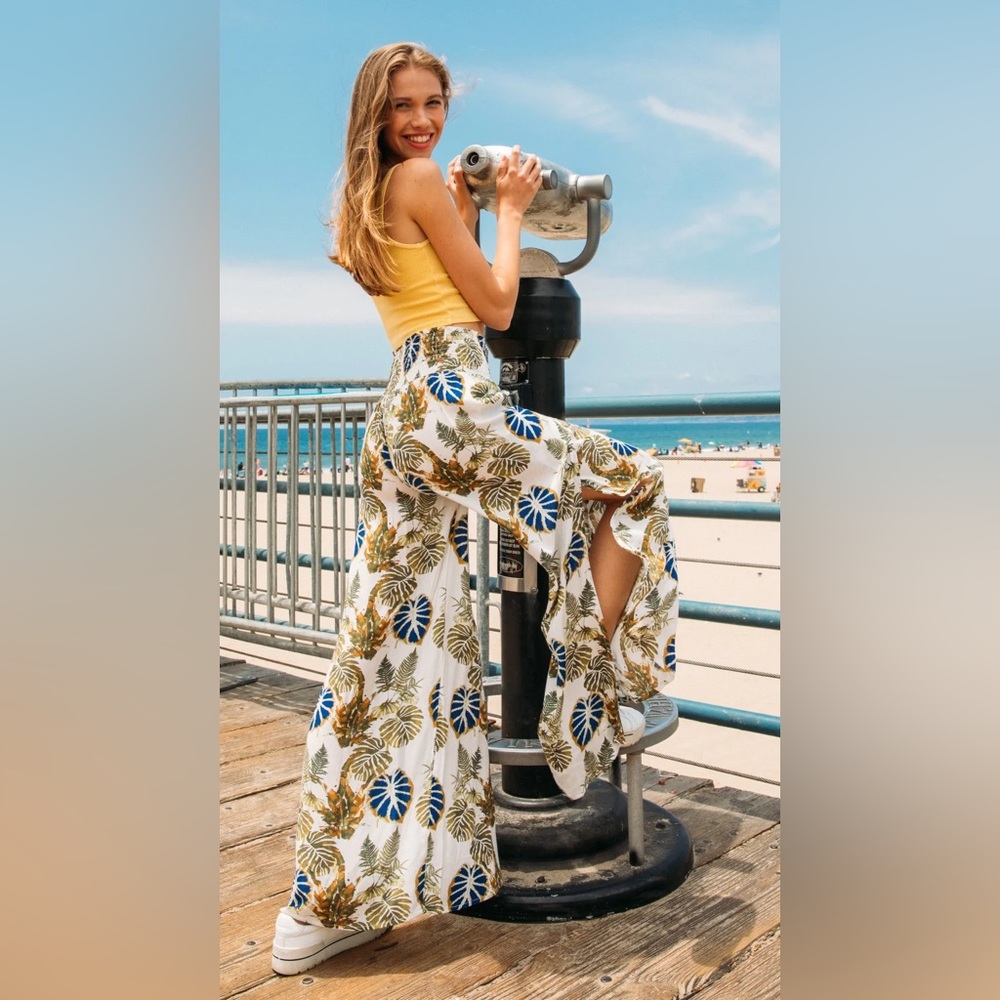 Smocked Wrap Wide Leg